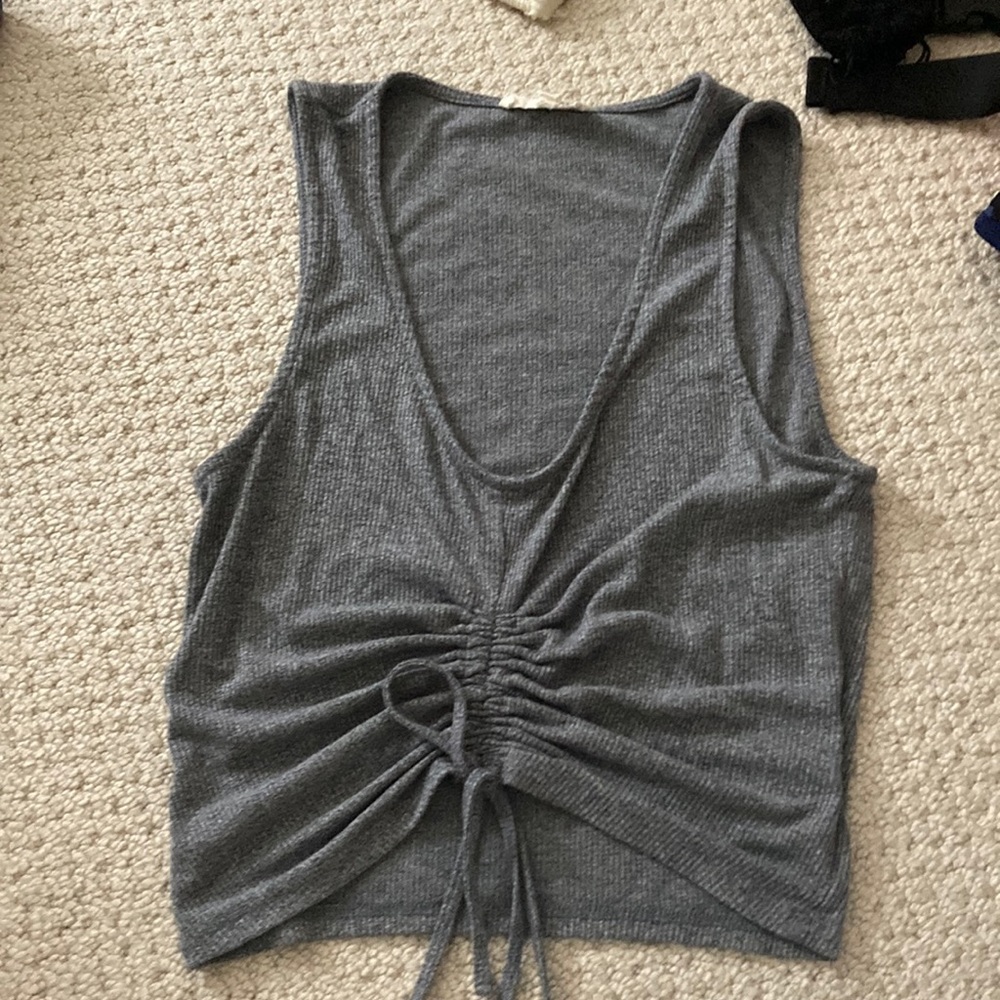 Grey scrunch tank top